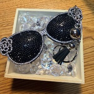 Chic Black Crystal Sunglasses Key Chain